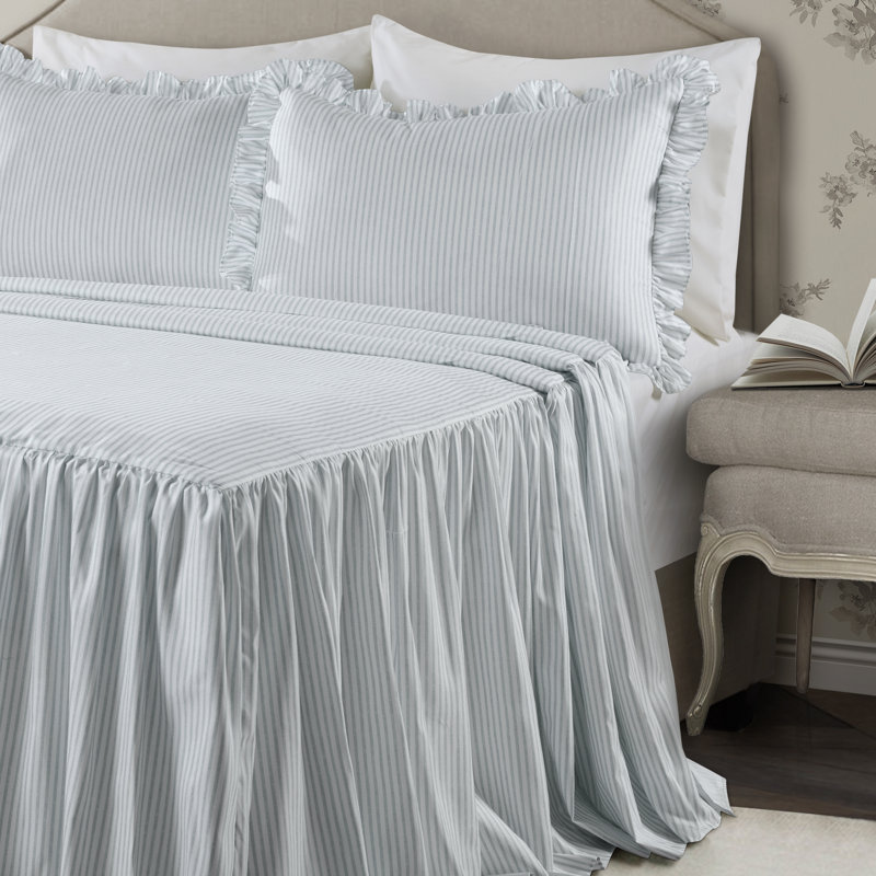 Reyna Microfiber Reversible 3 Piece Bedspread Set, King Bedspread + 2 King Shams, Lake Blue