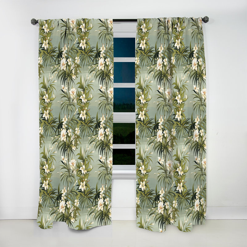 Bamboo Reflections Tropical Motif III - Rideau floral - Rideau obscurcissant - 1 panneau, L 52 po x L 108 po