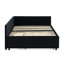 Lit tapissier double en velours noir avec lit gigogne, dossier confortable et rayures verticales, idéal pour le salon de bureau, assemblage facile, lit de jour à structure en eucalyptus à motif contemporain