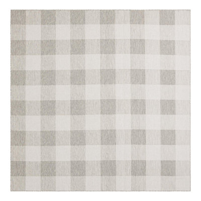 Tereon Checkered Machine Made Power Loom Polypropylene Plastic Indoor/Outdoor Area Rug in Gray