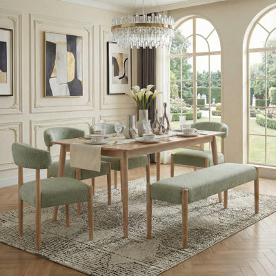 Chaise de salle à manger et banc 5 pièces rembourrés