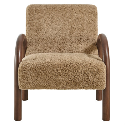 Lunet Faux Shearling Accent Armchair In Sand