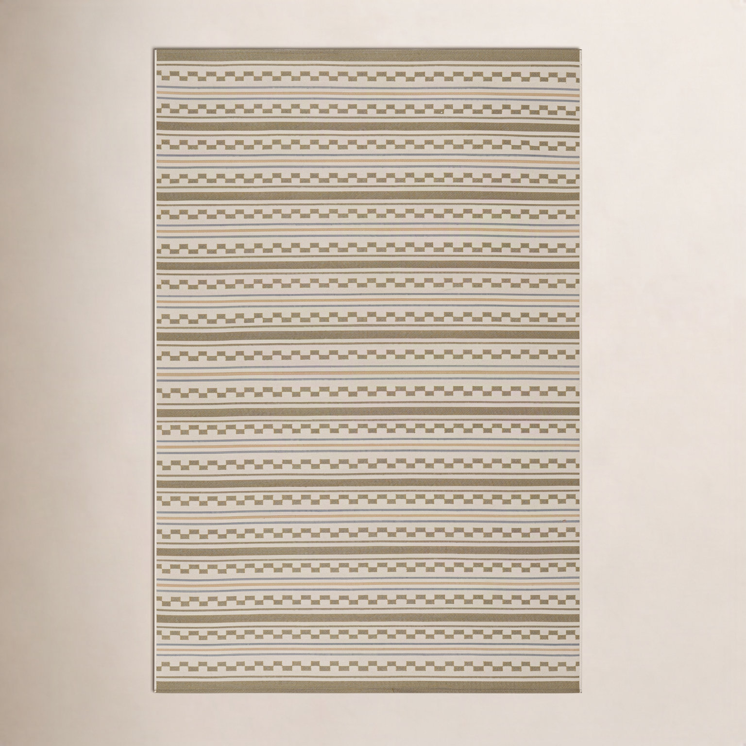 Modern Checkered Indoor Outdoor Rug, Beige, Rectangle 8' x 10'