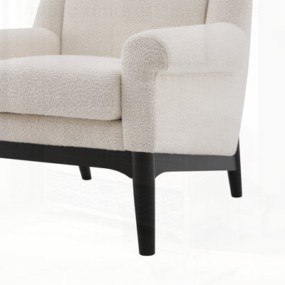 Modern Accent Chair with Flared Arms, Upholstered Lounge Chair, Mid-Century Modern Armchair with Solid Wood Legs, Ergonomic Reading Chair for Living Room, Bedroom