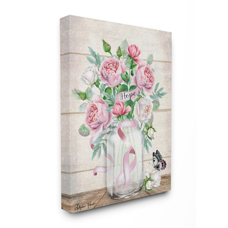 « espère-pot papillon rose », reproduction d’art, H 24 po x l 30 po x P 1,5 po, Toile tendue