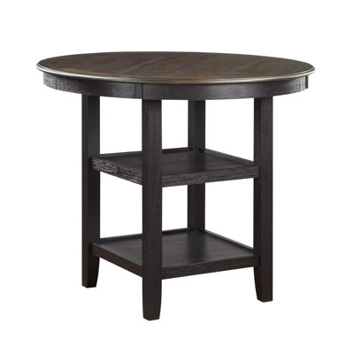 Montclair 42" Round Counter Height Dining Table – 2-Tone Finish with Built-in Shelves · Transitional