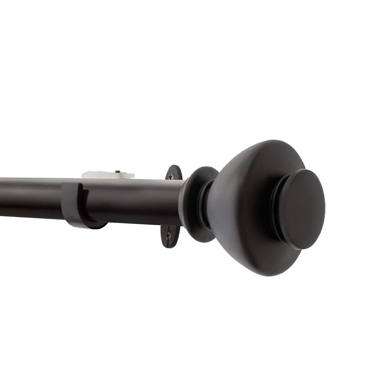  Tringle à rideaux 2 pièces pour fenêtres 66 à 120 po, tringle à draperie extensible en métal robuste de 1 po, tringle à rideaux réglable avec faîteaux ronds décoratifs pour salon et chambre à coucher, brun mat