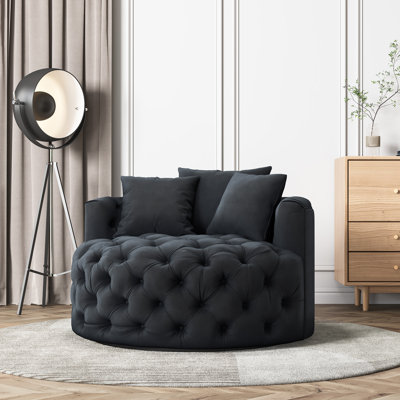 Clorice Velvet Swivel Barrel Chair
