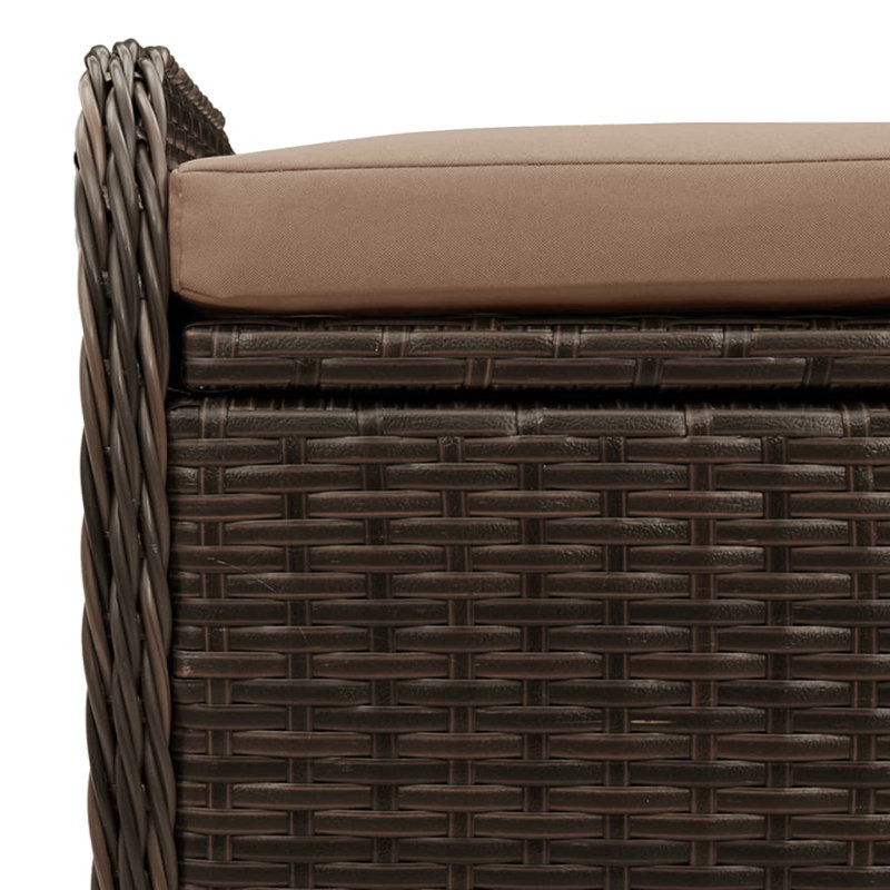 Banc de rangement avec coussin Vidaxl, Beige, Brun, H 20,5 po x l 31,5 po x P 20,1 po