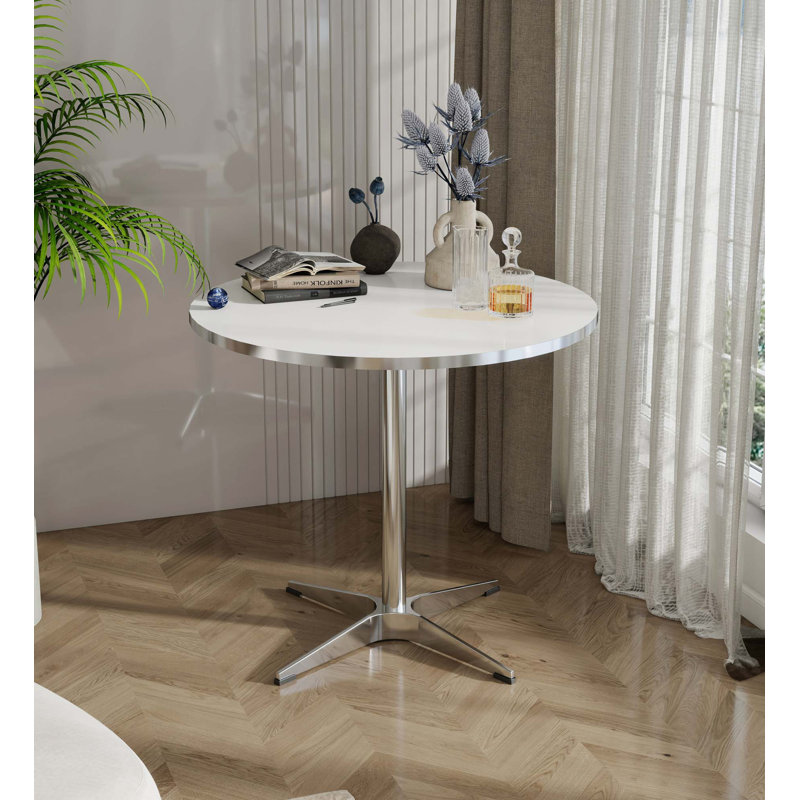 Modern Circular Dining Table And Small Tea Table, With A Minimalist Style