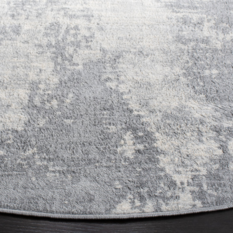 Adilene Abstract Light Grey/Ivory Area Rug, Rectangle 2' x 4'
