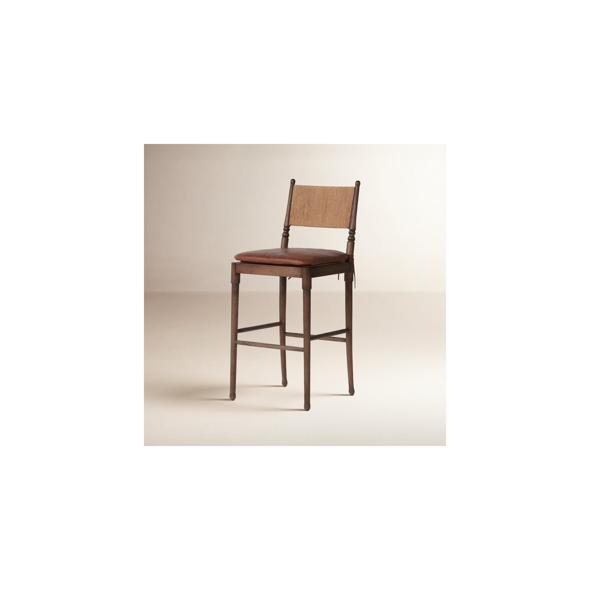 Fayth Stool With Cushion, Bar Stool (29.5” Seat Height)”, Brown