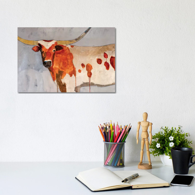 Longhorn Short Temper by Julian Spencer - Wrapped Canvas Gallery-Wrapped Canvas Giclée, 20.32cm H x 30.48cm W