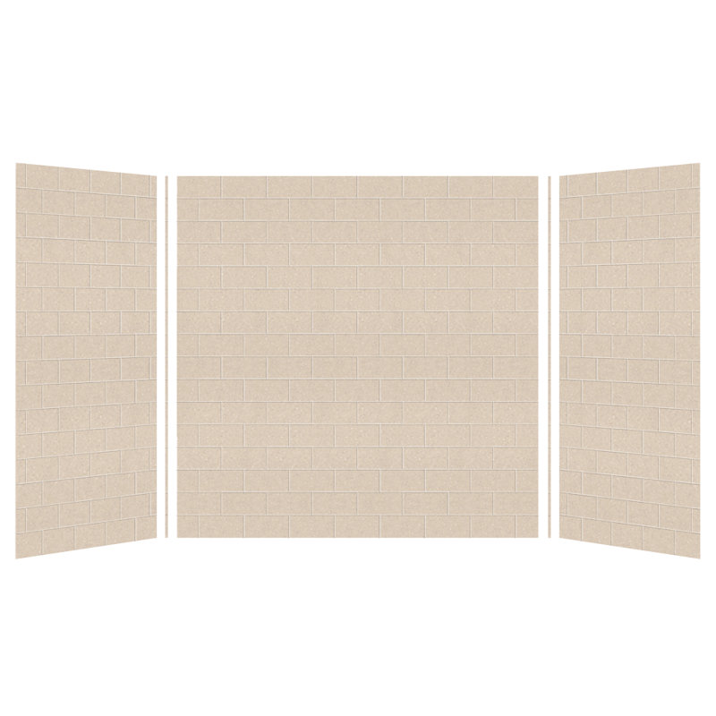 Saramar Three Panel Shower Wall, Cashew, 60" H x 60" W x 36" D