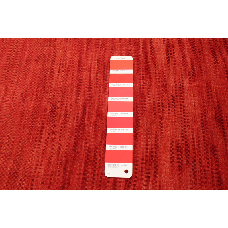Tapis décoratif en laine de conception unique Auriya noué à la main New Age Gabbeh rouge de 3 pi 11 po x 6 pi 2 po Auriya