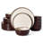  18 Pieces Dinnerware Set - Service for 6, Light khaki & Cocoa-1704305110