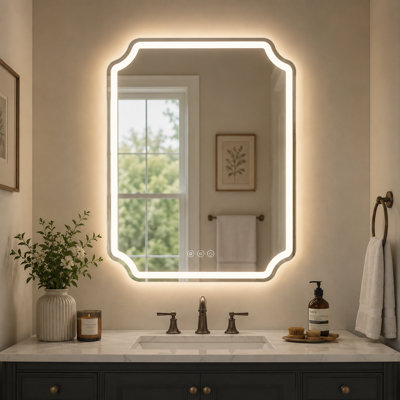 Miroir de salle de bain à DEL avec miroir de salle de bain en verre trempé