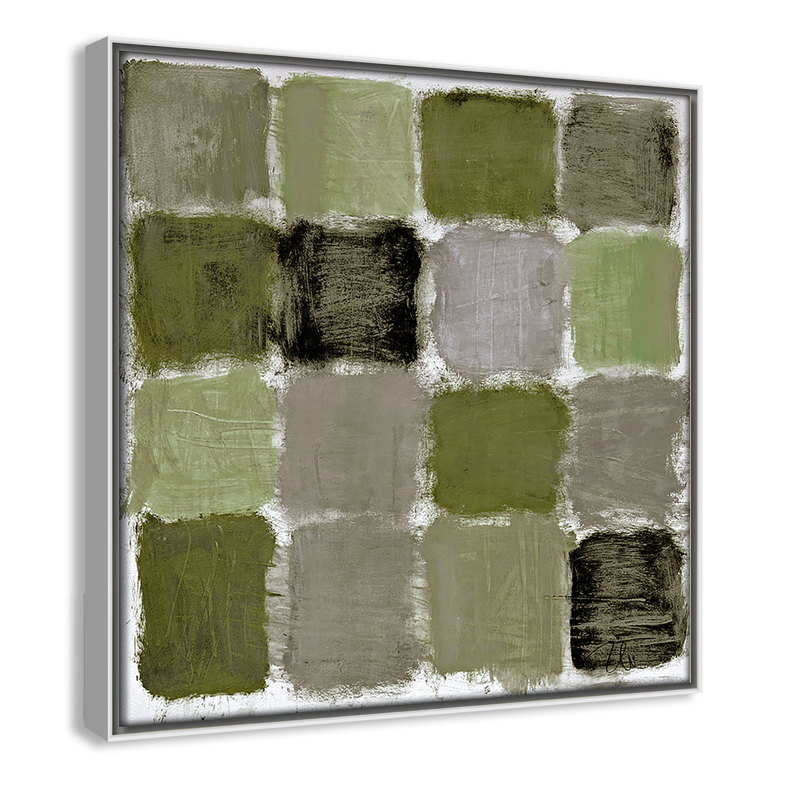 Coppola "Powder Room Green Reflections" Print, 13.5" H x 13.5" W, White
