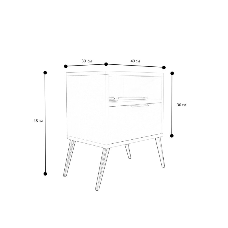 Tineo 40cm W Metal Bedside Table, Black Matt