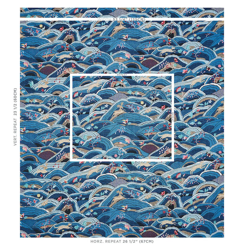 Rolling Hills Fabric, Blue