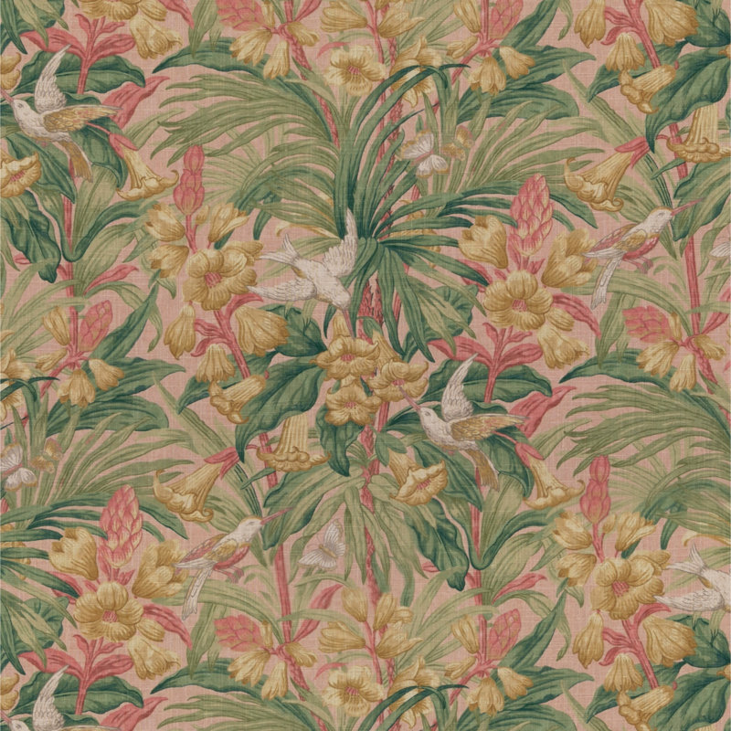 Original Brantwood Trumpet Flowers Fabric, Blush