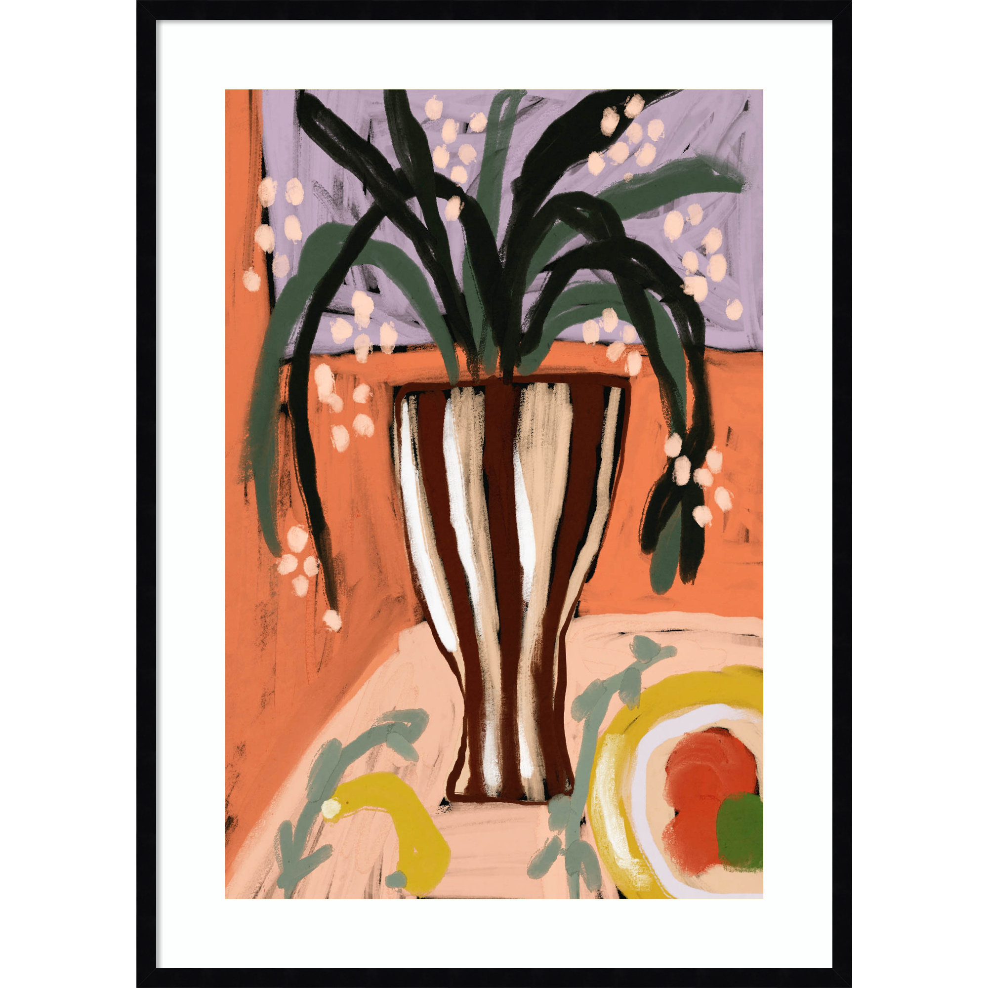 Floral Still Life No 3 by Treechild Wood Framed Wall Art Print, 41" H x 30" W, Black