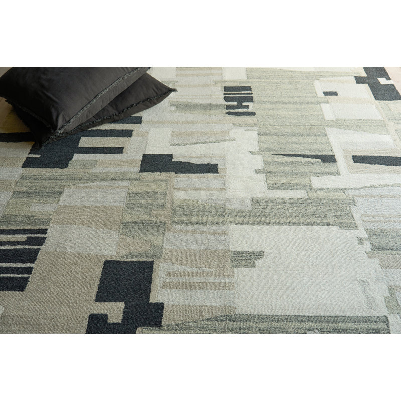 Sarezzo Hand Tufted New Zealand Wool Gray/Ivory Area Rug, 10'X14'