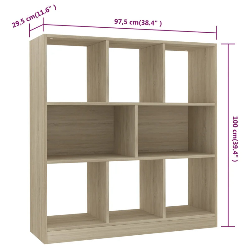 Katara 100cm H x 97.5cm W Standard Bookcase, Sonoma Oak
