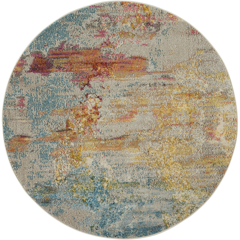 Bourgeois Abstract Synthetic Area Rug, Round 122cm