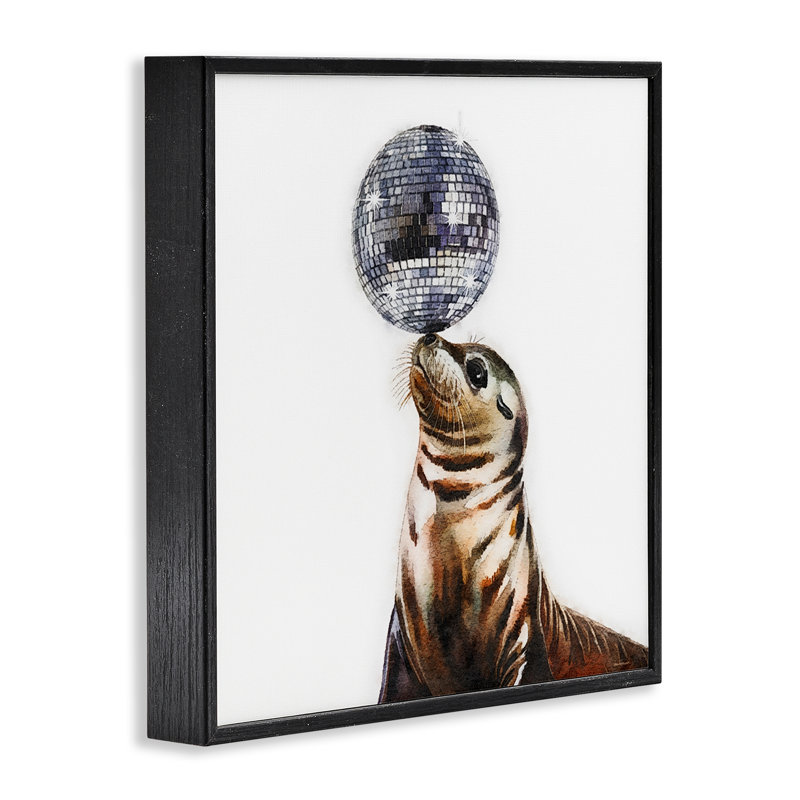 Estampe numérique Seal Balancing, encadrée par Amanda Greenwood, Giclée encadrée noir minuit, H 12 po x l 12 po