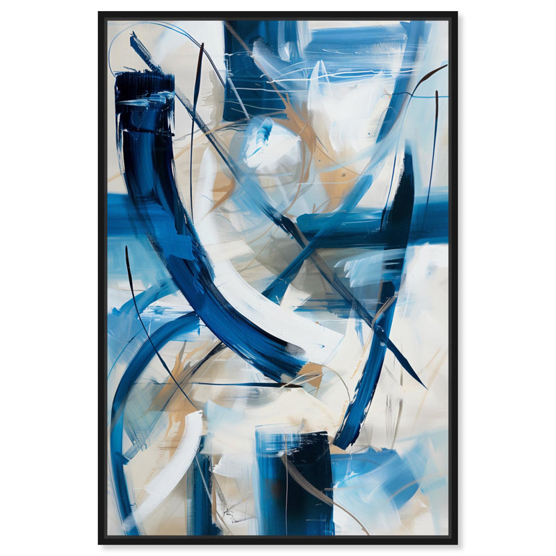 Art mural abstrait Mid-Century par Art Remedy, Cadre noir, H 37 po x l 25 po