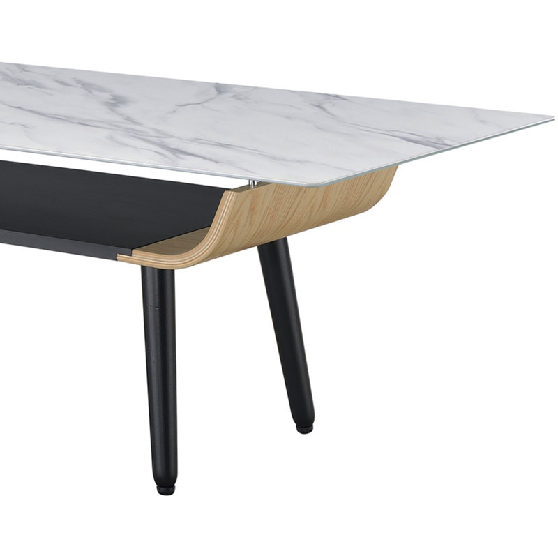 Four Legs Coffee Table with Storage, White