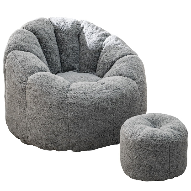 Fauteuil à billes avec repose-pieds Luxury Tigerskin, Gris