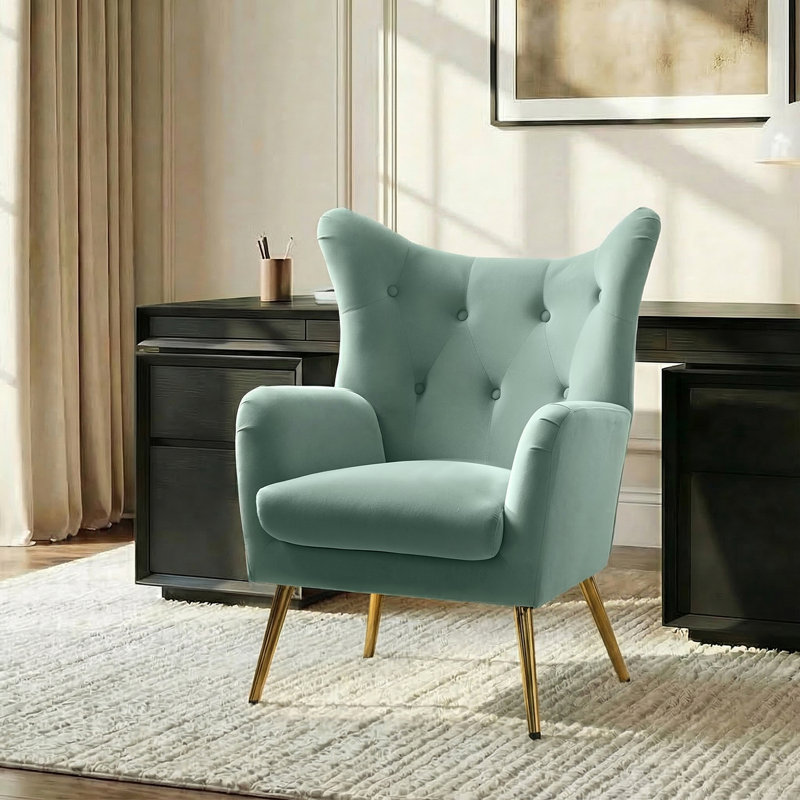 Fauteuil à oreilles 29,25 po Avianna, Velours sauge