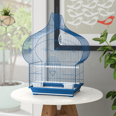 Huron 20.25'' Aluminum Pointed Top Table Top Bird Cage with Perch