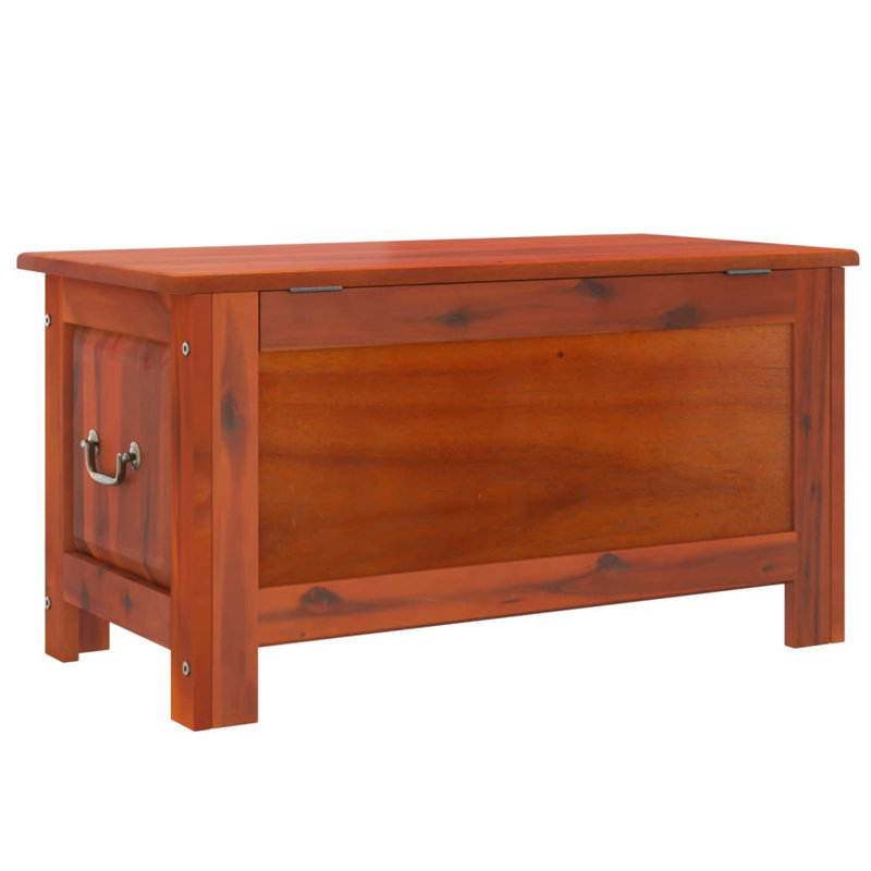 Ophelia & Co. Storage Chest With Lid Brown And White Solid Wood Acacia, Brown