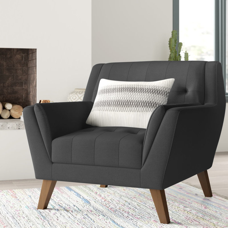 Upholstered Armchair, Charcoal Pebble