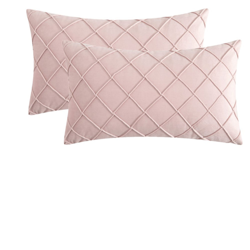 Coussins décoratifs en velours, sans insertions, Rose, 14 po x 20 po, Rectangulaire