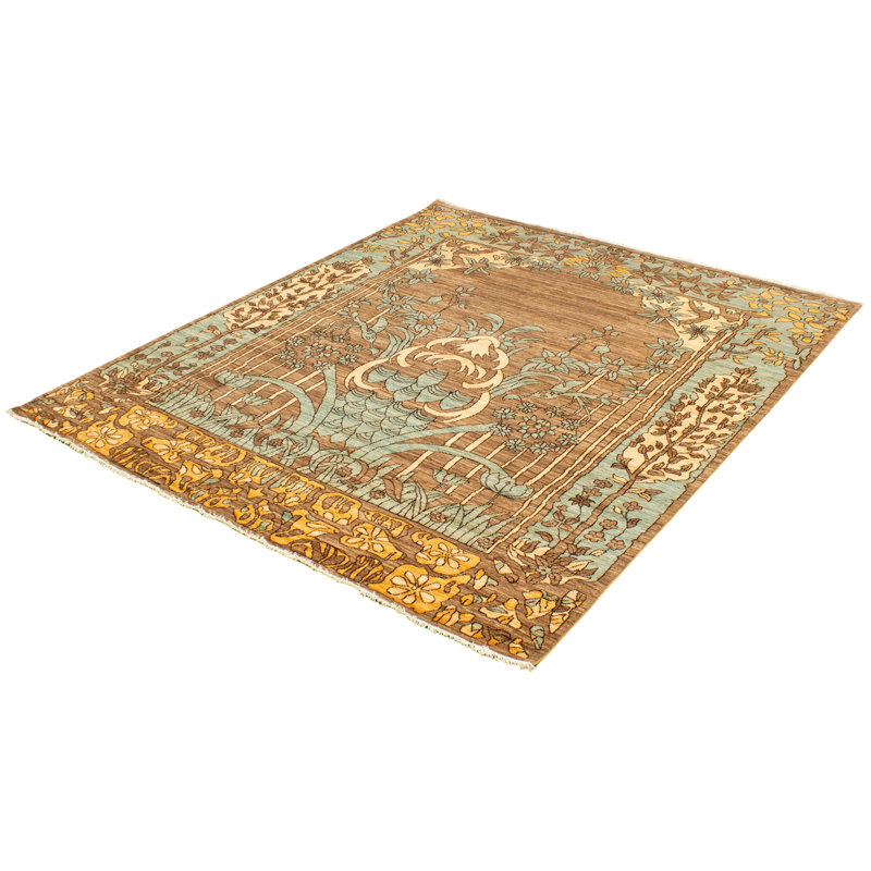 Tapis décoratif en laine noué à la main de conception unique 8 pi 4 po x 9 pi 10 po Buke New Age 18/20 Pak Finest
