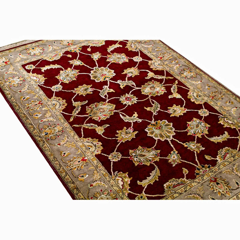 Hand-Knotted High-Quality Red and Ivory Area Rug