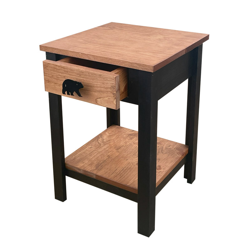 Table de bout en bois massif avec rangement Devra