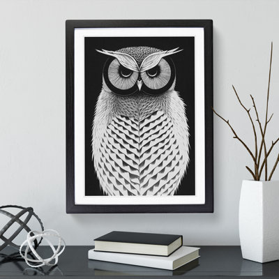 Monochrome Owl - Single Picture Frame Print