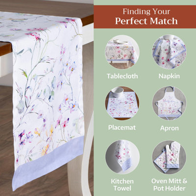 Maison d'Hermine Summer Floral 100% Cotton Table Runner - Single Layer - 14.5" x 108"