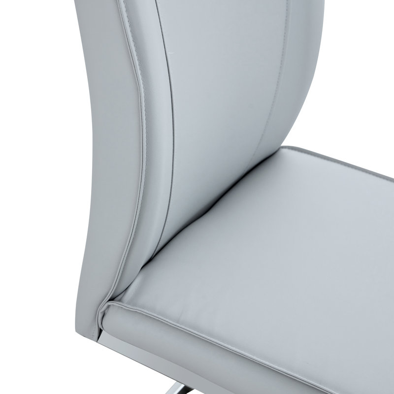  Chaises de salle à manger arquées avec polyuréthane gris clair et pieds arqués argentés, 4, Argent argent, Gris clair