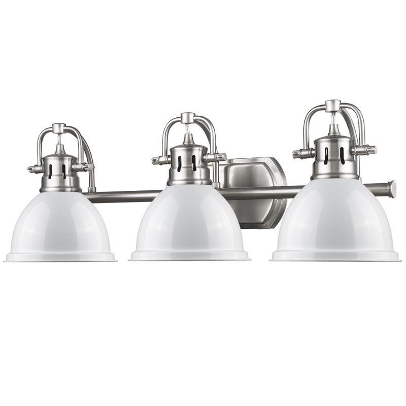 Éclairage pour salle de bain Drakeford, Étain, Blanc, Trois lumières