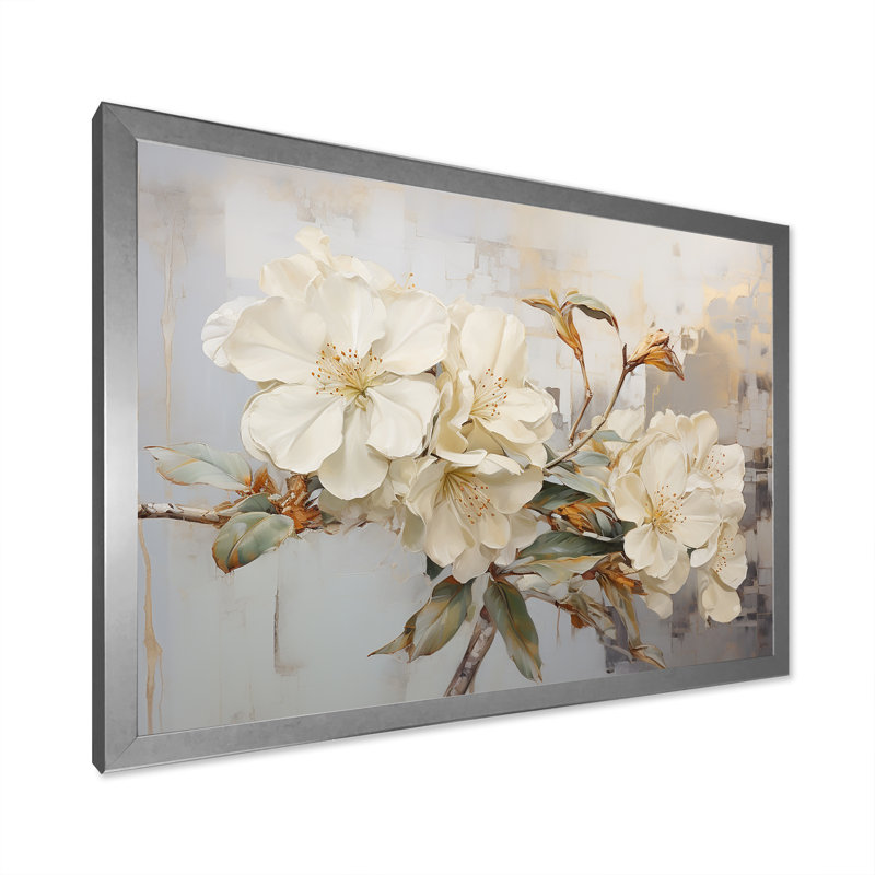 Essence de simplicité rhododendron VI, H 24 po x l 32 po x P 1 po, Cadre simple argenté