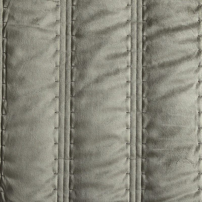Vera Wang Linear Stitch Solid Quilt Set, Silver Leaf, King Quilt + 2 King Shams