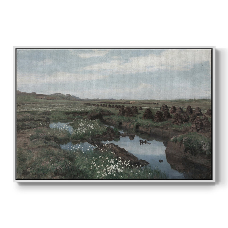 Paysage rétro-Dxxvi, Toile encadrée flottée blanche, H 17 po x l 25 po x P 2 po