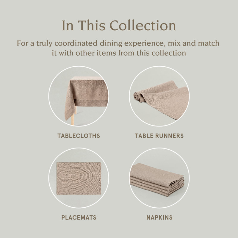 over&back Washed 100% Linen Table Runner - Machine Washable, 18" W x 90" L, Tan