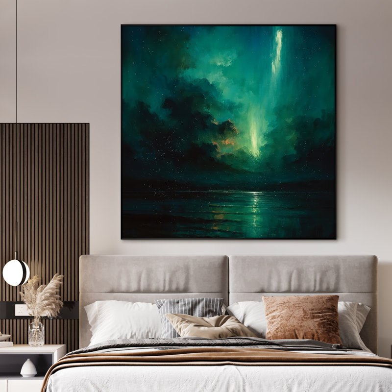 Très grand art mural imprimé sur toile - Paysage abstrait, œuvre d'art rétro pour décor de salon ou de chambre à coucher - «Assemblage requis du cadre (cadre non fini)»
